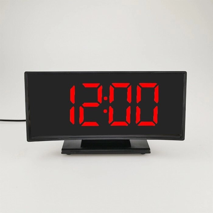 Часы - будильник электронные настольные: термометр, календарь, 17 х 9.5 см, 3ААА, USB от компании Интернет - магазин Flap - фото 1