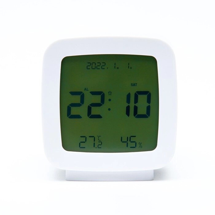 Часы - будильник электронные настольные: термометр, календарь, гигрометр, 7.8 х 8.3 см от компании Интернет - магазин Flap - фото 1