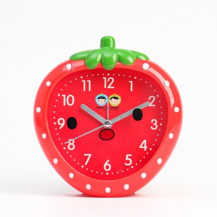 Часы - будильник настольные "Клубничка" детские, дискретный ход, 13 x 14 см, АА от компании Интернет - магазин Flap - фото 1