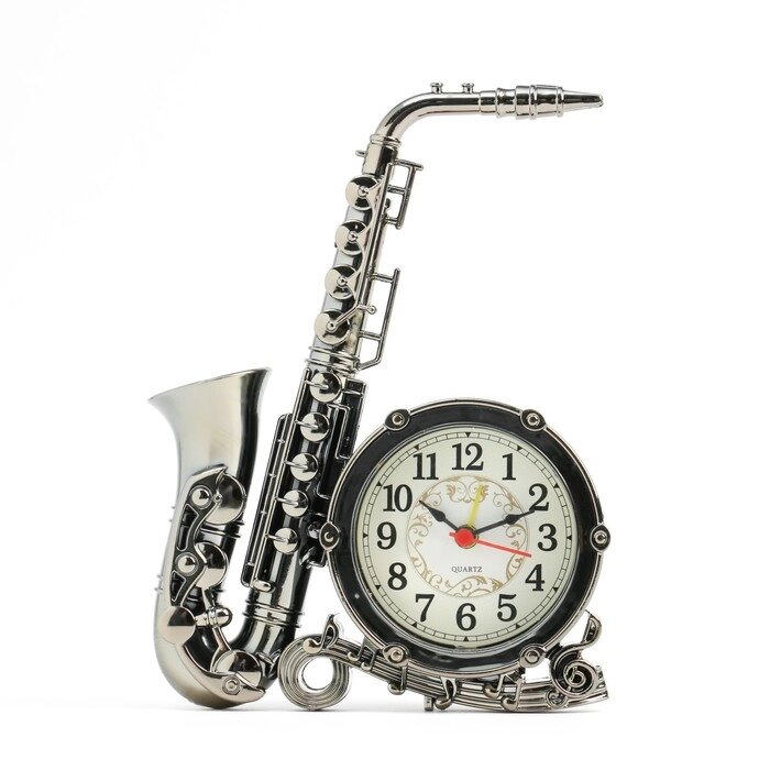 Часы - будильник настольные "Саксофон", дискретный ход, d-6.5 см, 18,5 x 15 см, АА от компании Интернет - магазин Flap - фото 1