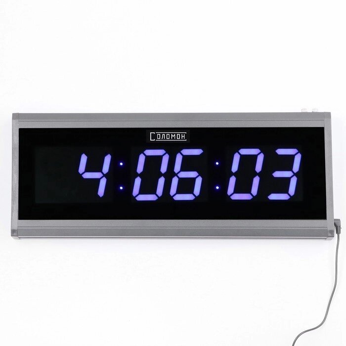 Часы электронные настенные, 19 х 3 х 48 см, синие цифры от компании Интернет - магазин Flap - фото 1