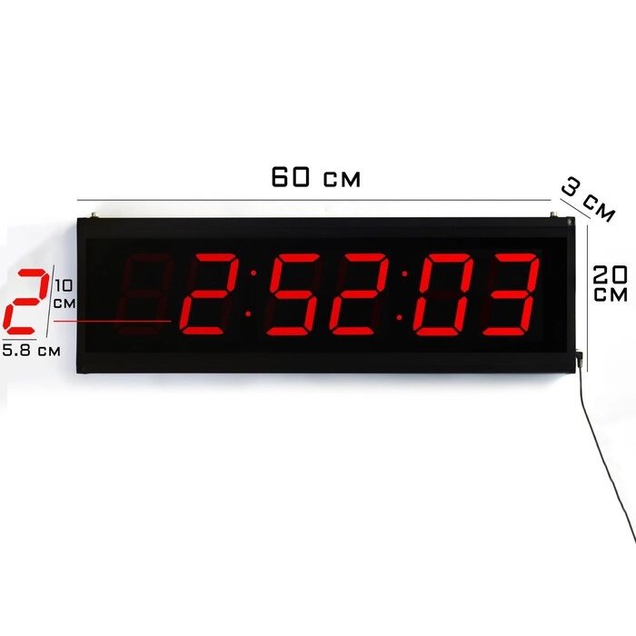 Часы электронные настенные, 20 х 3 х 60 см, USB от компании Интернет - магазин Flap - фото 1