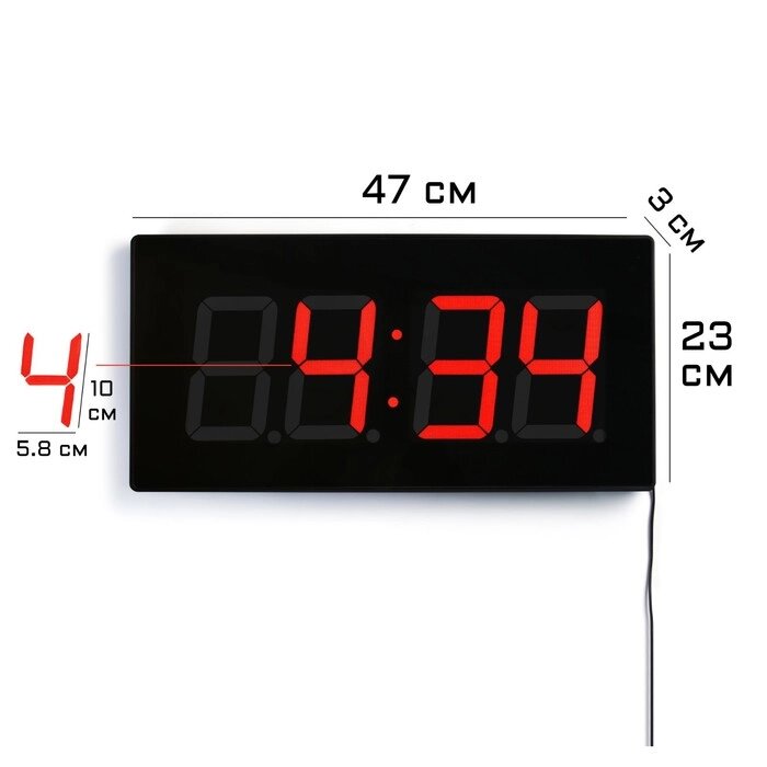 Часы электронные настенные, 23 х 3 х 47 см, USB от компании Интернет - магазин Flap - фото 1