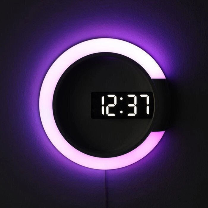 Часы электронные настенные: 7 режимов подсветки, будильник, термометр, 30.5х3.5 см от компании Интернет - магазин Flap - фото 1