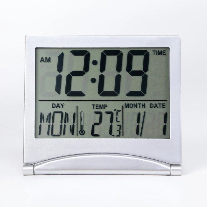 Часы электронные настольные: календарь, будильник, термометр, 8.8 х 7.8 см, CR2025 от компании Интернет - магазин Flap - фото 1