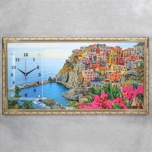 Часы-картина настенные, интерьерные "Италия", 50 х 100 см, на холсте, бесшумные, микс