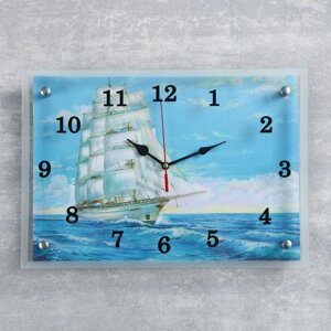 Часы-картина настенные, интерьерные "Корабль", бесшумные, 25 х 35 см