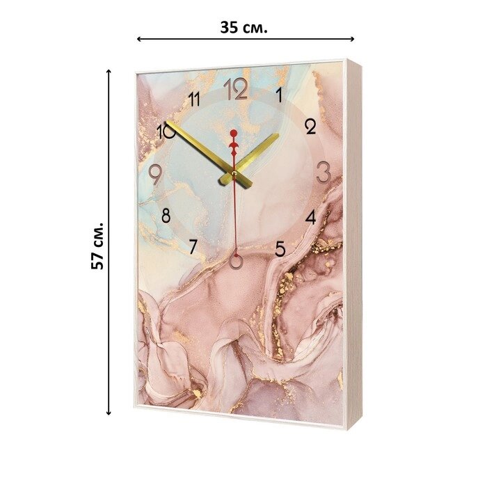 Часы-картина настенные, интерьерные "Розовый мрамор", плавный ход, 57 х 35 х 4 см от компании Интернет - магазин Flap - фото 1