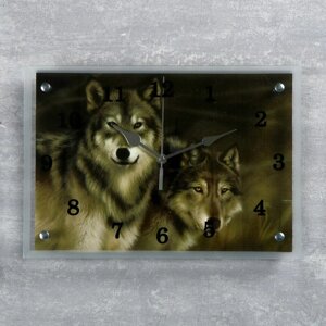 Часы-картина настенные, интерьерные "Волки" бесшумные, 25 х 35 см