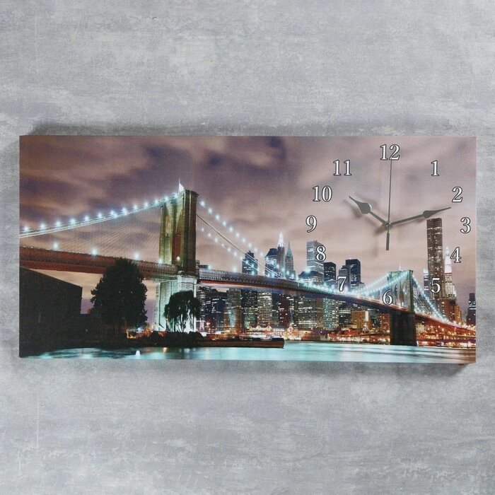 Часы-картина настенные, серия: Город, "Бруклинский мост", 40 х 76 см от компании Интернет - магазин Flap - фото 1