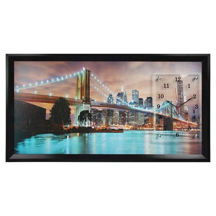 Часы-картина настенные, серия: Город, "Бруклинский мост", 50 х 100 см от компании Интернет - магазин Flap - фото 1