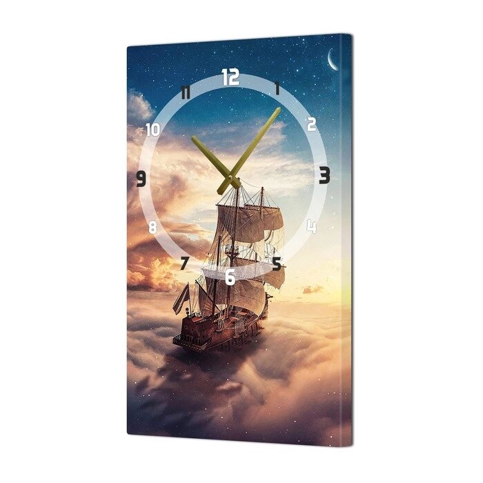 Часы-картина настенные, серия: Интерьер, "Корабль в небесах", плавный ход, 35 х 60 см от компании Интернет - магазин Flap - фото 1