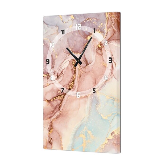 Часы-картина настенные, серия: Интерьер, "Розовый мрамор", плавный ход, 35 х 60 см от компании Интернет - магазин Flap - фото 1