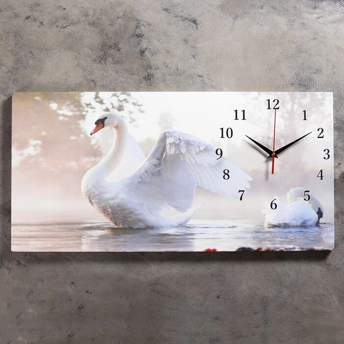Часы-картина настенные, серия: Животный мир, "Белый лебедь", 40 х 76 см от компании Интернет - магазин Flap - фото 1