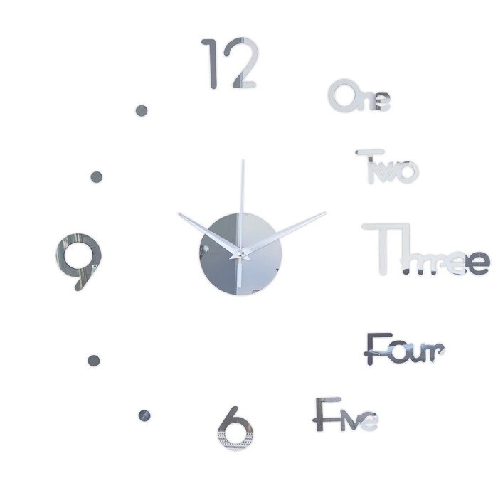 Часы-наклейка, серия: DIY, "Биенн", плавный ход, d-45 см, сек. стрелка 13 см, 1 АА, серебро от компании Интернет - магазин Flap - фото 1