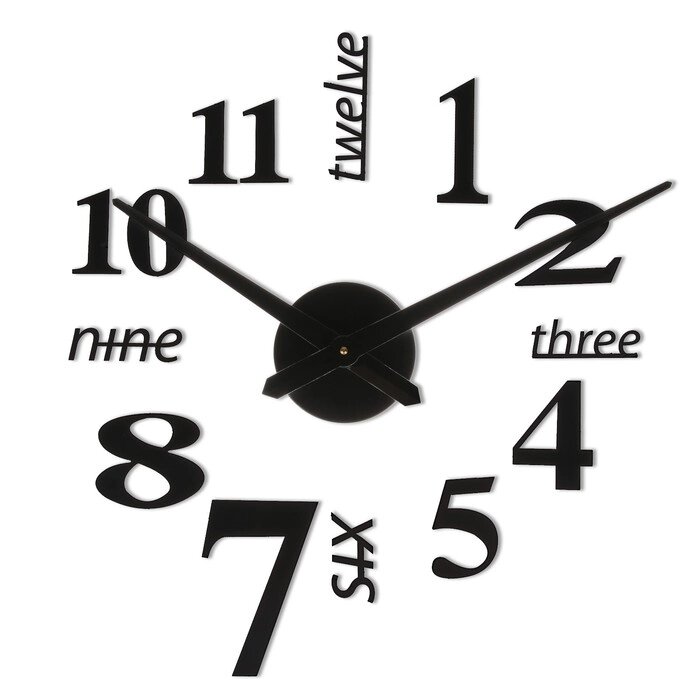 Часы-наклейка, серия: DIY, d-120 см, мин. стрелка 39 см, ч. стрелка 31.5 см, черные от компании Интернет - магазин Flap - фото 1