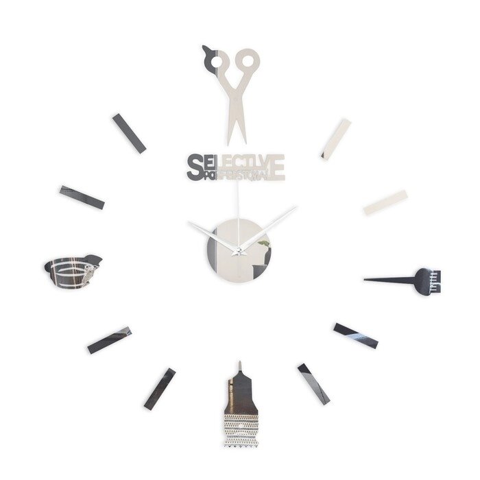 Часы-наклейка, серия: DIY, "Парикмахер", d-45 см, сек. стрелка 12 см, 1 АА, серебро от компании Интернет - магазин Flap - фото 1