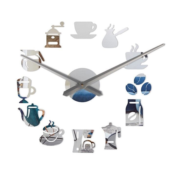 Часы-наклейка, серия: DIY, "Время кофе", d-120 см, мин. стрелка 39 см, ч. стрелка 31.5 см от компании Интернет - магазин Flap - фото 1