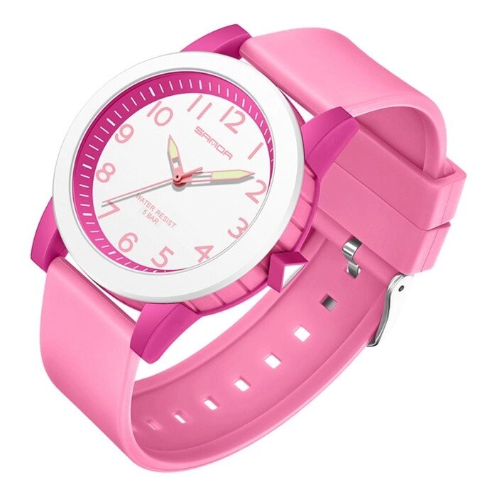 Часы наручные детские, d-3.4 см, водонепроницаемые, светящиеся, ремешок силикон, розовые от компании Интернет - магазин Flap - фото 1