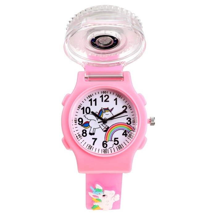 Часы наручные детские, "Единорог", d-3,5 см, ремешок силикон l-21,5 см, с подсветкой от компании Интернет - магазин Flap - фото 1