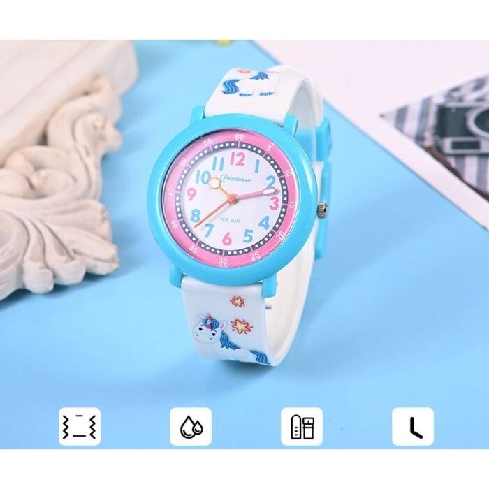 Часы наручные детские "Единорог", d-3.7 см, ремешок силикон l-20 см, 3 АТМ от компании Интернет - магазин Flap - фото 1
