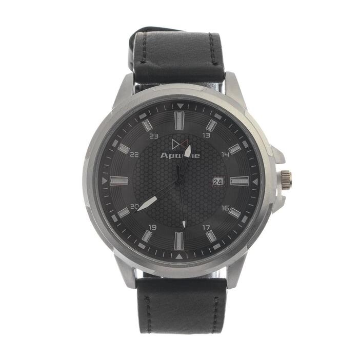 Часы наручные кварцевые мужские "Аранс" с календарем, d-4.5 см, черный ремешок от компании Интернет - магазин Flap - фото 1