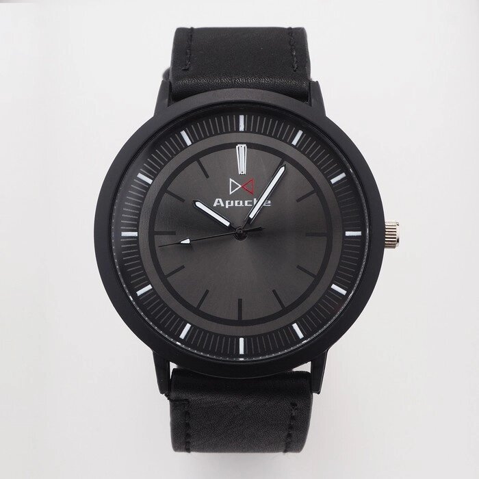 Часы наручные кварцевые мужские "Арес", d-4.5 см, черный ремешок от компании Интернет - магазин Flap - фото 1