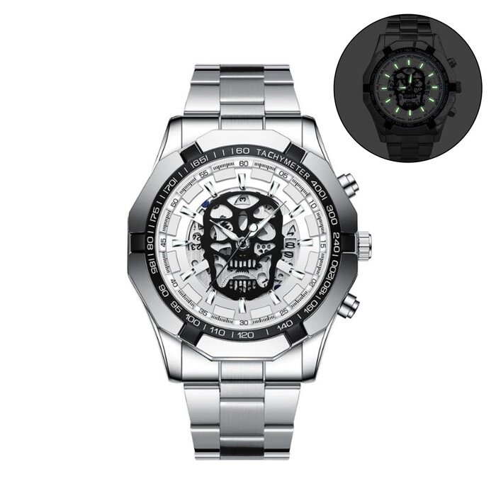 Часы наручные кварцевые мужские, d-4.5 см, ремешок l-26 см, 3 АТМ, светящиеся от компании Интернет - магазин Flap - фото 1