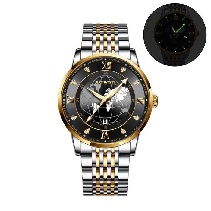 Часы наручные кварцевые мужские, d-4 см, ремешок l-26 см, 5 АТМ, светящиеся от компании Интернет - магазин Flap - фото 1