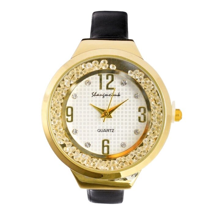 Часы наручные кварцевые женские "Shengmeimk", ремешок из экокожи, черные от компании Интернет - магазин Flap - фото 1