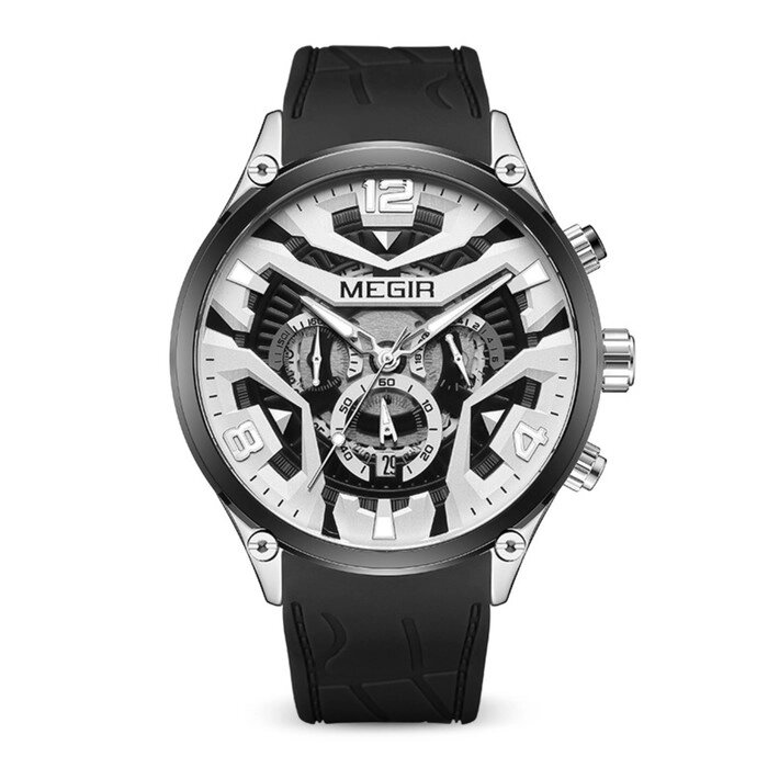 Часы наручные мужские, d-4.6 см, с хронографом, 3 АТМ, светящиеся, черные от компании Интернет - магазин Flap - фото 1