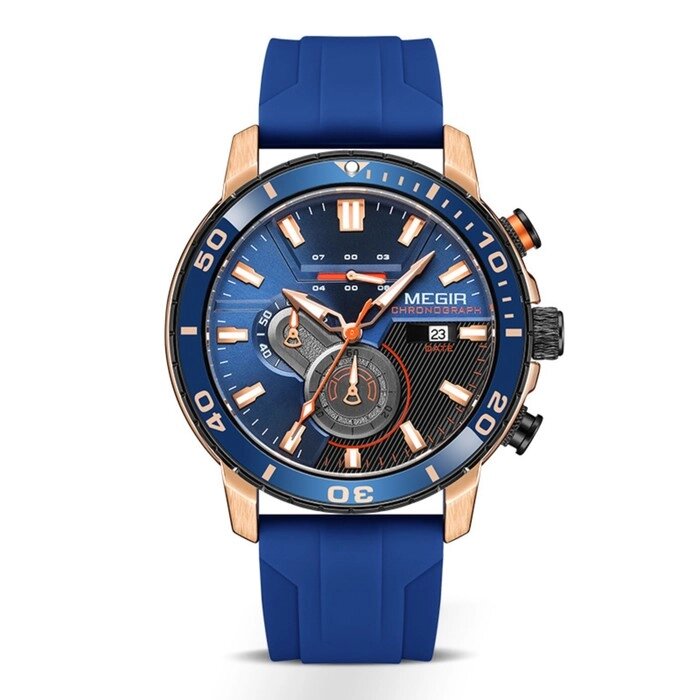 Часы наручные мужские, d-4.6 см, с хронографом, 3 АТМ, светящиеся, синие от компании Интернет - магазин Flap - фото 1