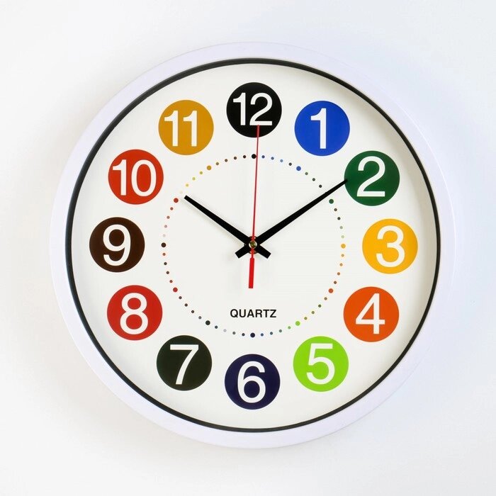 Часы настенные "Цветные цифры", d-30 см, дискретный ход от компании Интернет - магазин Flap - фото 1