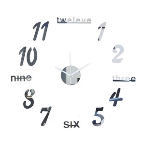 Часы настенные интерьерные, 3d "Эмин", наклейка, большие, d-50 см, цифры 7.5 х 5 см