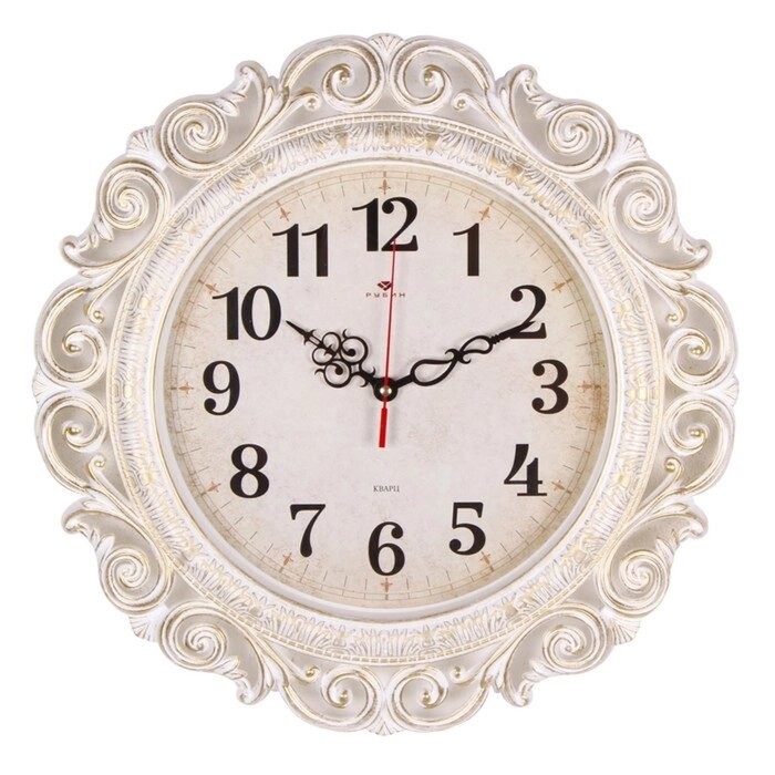 Часы настенные, интерьерные, бесшумные, d-40.5 см, белые с золотом от компании Интернет - магазин Flap - фото 1