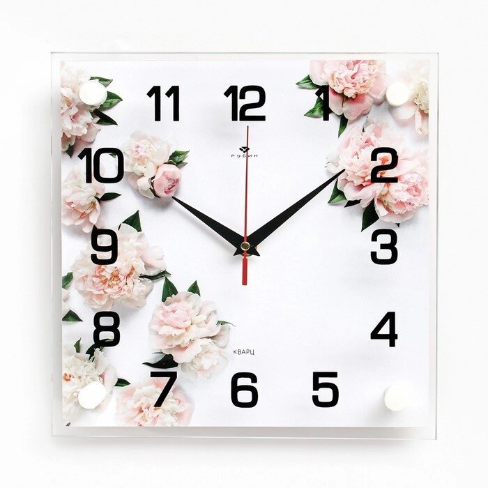 Часы настенные, интерьерные "Цветы", бесшумные, 25 х 25 см от компании Интернет - магазин Flap - фото 1