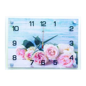 Часы настенные, интерьерные: Цветы, "Букет роз", 25 х 35 см