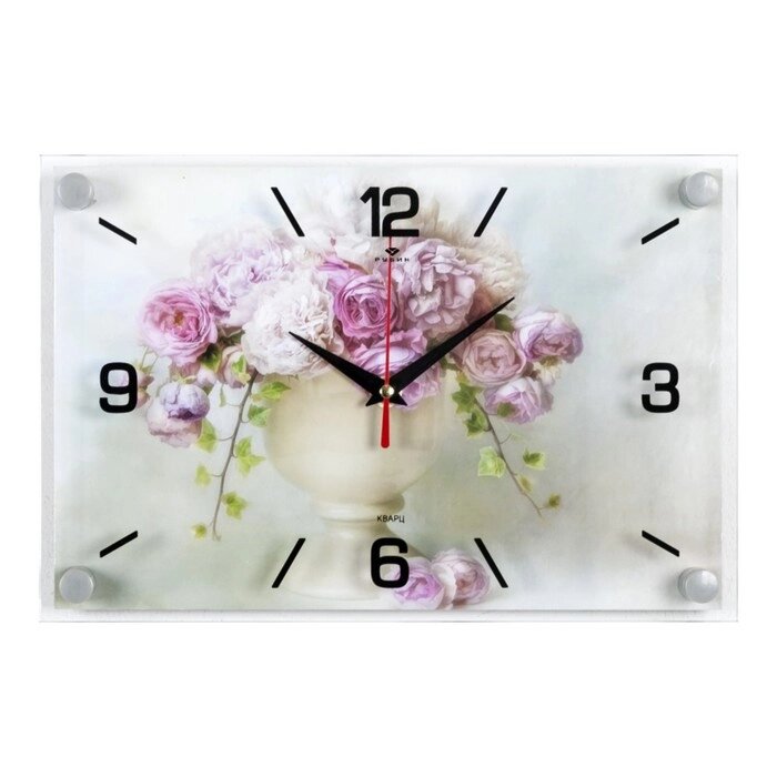 Часы настенные, интерьерные: Цветы, "Розы в вазе" от компании Интернет - магазин Flap - фото 1