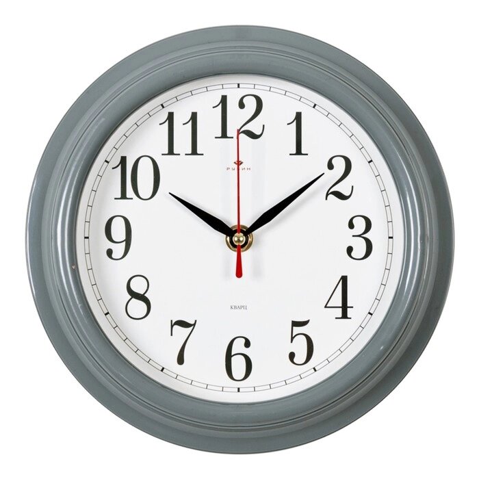 Часы настенные, интерьерные, d-21 см, бесшумные, корпус серый от компании Интернет - магазин Flap - фото 1