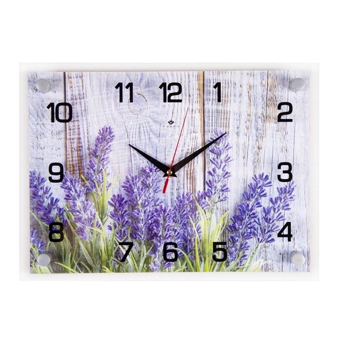 Часы настенные, интерьерные "Фиолетовые цветы", бесшумные, 25 х 35 см от компании Интернет - магазин Flap - фото 1