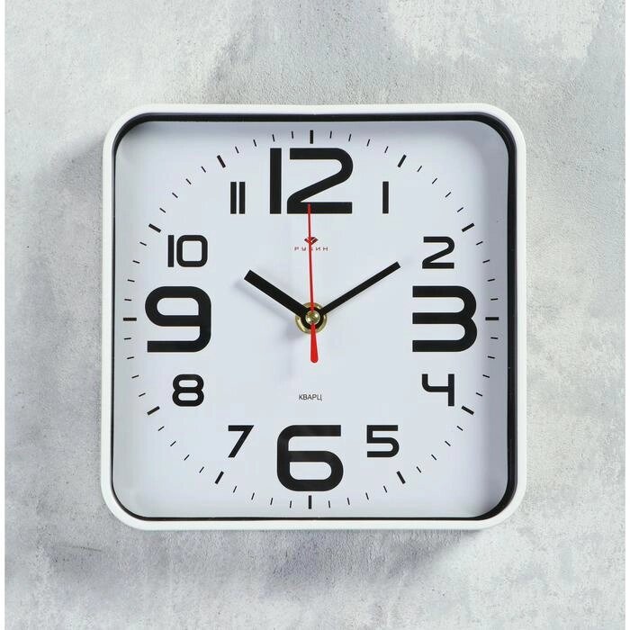 Часы настенные, интерьерные "Классика", 19 х 19 см, бесшумные, корпус белый от компании Интернет - магазин Flap - фото 1
