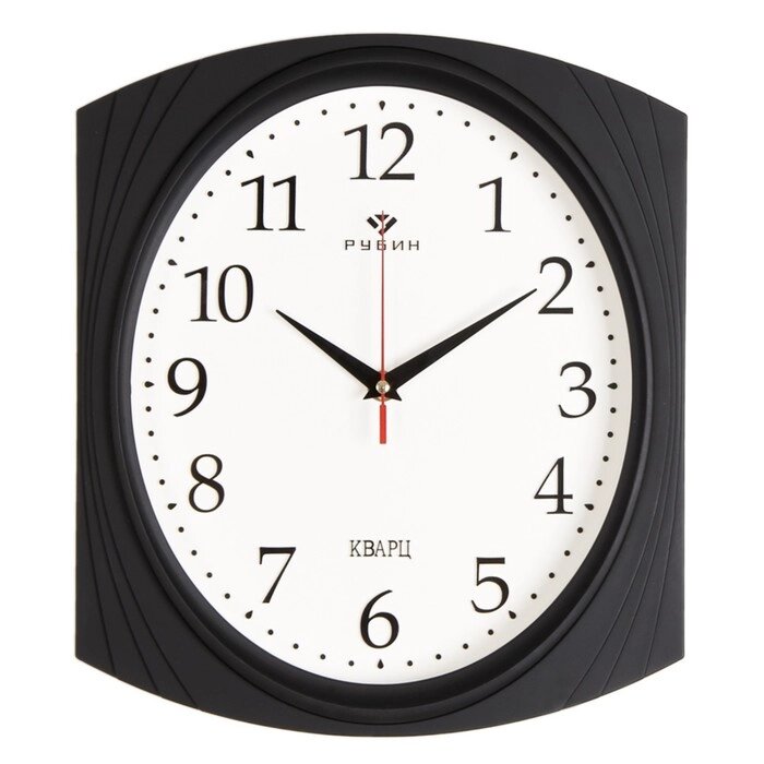 Часы настенные, интерьерные "Классика" 28 х 31.5 см, бесшумные, корпус черный от компании Интернет - магазин Flap - фото 1
