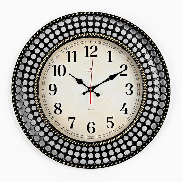 Часы настенные, интерьерные "Классика", бесшумные, d-40 см, циферблат 25 см, черные от компании Интернет - магазин Flap - фото 1