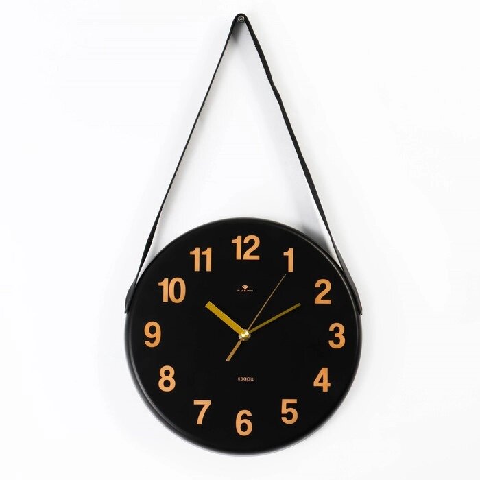 Часы настенные интерьерные "Классика", дискретный ход, циферблат d-27 см, кожа, АА от компании Интернет - магазин Flap - фото 1