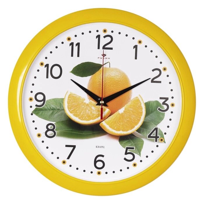 Часы настенные, интерьерные: Кухня, "Апельсин", d-29 см, корпус желтый от компании Интернет - магазин Flap - фото 1