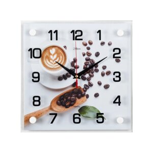 Часы настенные, интерьерные: Кухня, "Кофе с любовью" 25х25 см