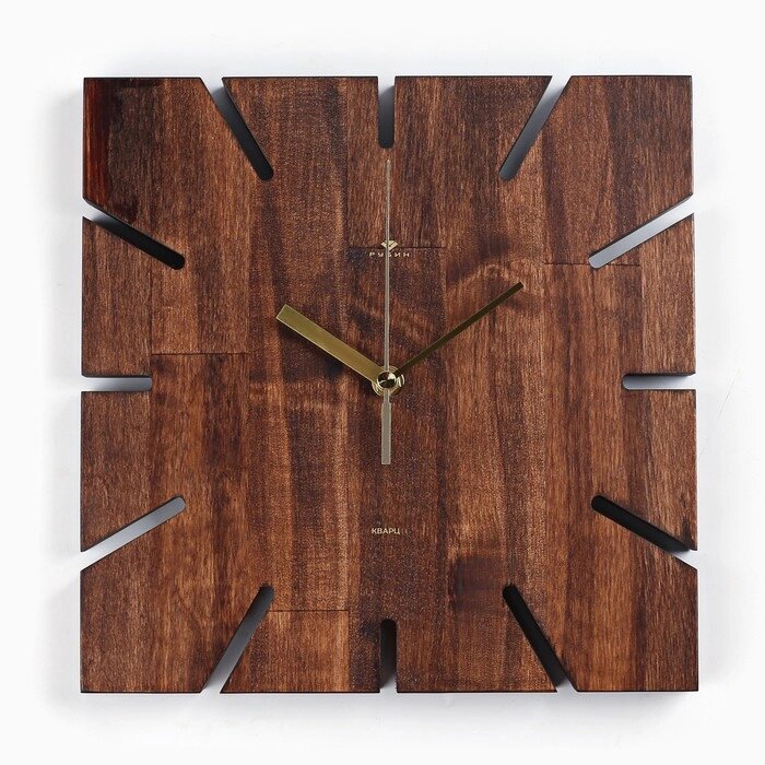 Часы настенные интерьерные "Квадрат", бесшумные, 27 х 27 см, натуральное дерево, АА от компании Интернет - магазин Flap - фото 1