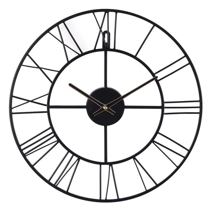Часы настенные, интерьерные: Лофт, бесшумные, d-40 см, черные от компании Интернет - магазин Flap - фото 1