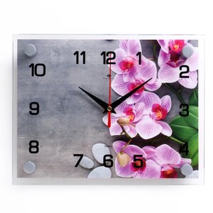 Часы настенные, интерьерные "Орхидеи", бесшумные, 20 х 26 см