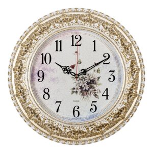 Часы настенные, интерьерные "Полевые цветы", бесшумные, d-38 см, циферблат 24.1 см